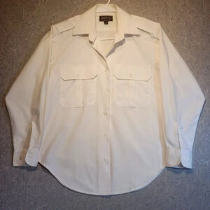 Men's Gold Star White Long Sleeve Uniform Dress Shirt Size Small  13-13-1/2"